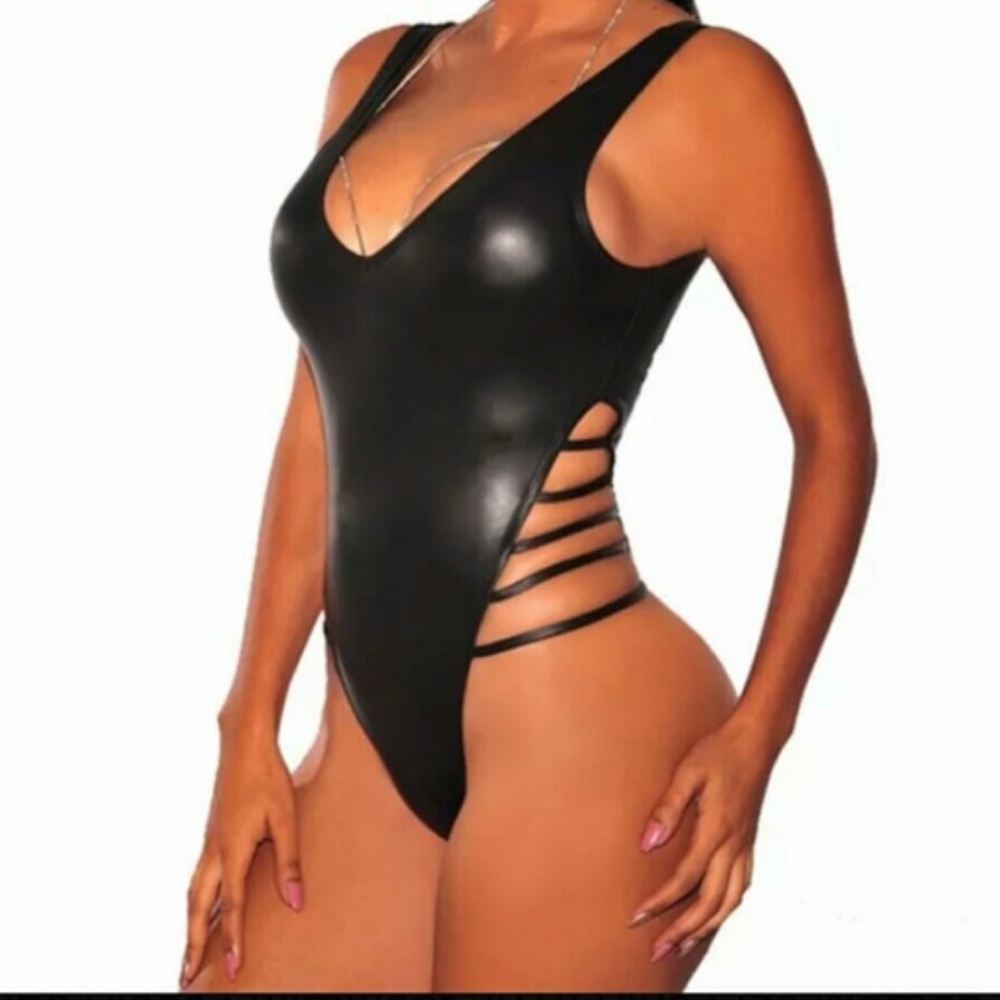 NWT Hot Miami Styles Faux Leather Swimsuit